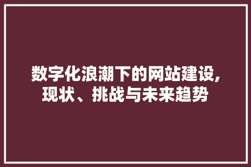 数字化浪潮下的网站建设,现状、挑战与未来趋势