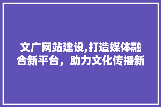文广网站建设,打造媒体融合新平台，助力文化传播新篇章