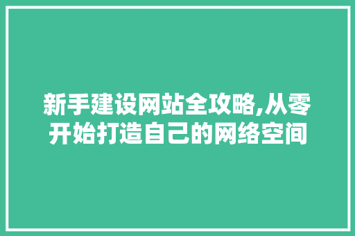 新手建设网站全攻略,从零开始打造自己的网络空间