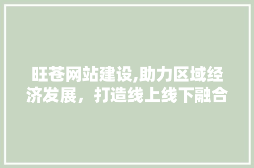 旺苍网站建设,助力区域经济发展，打造线上线下融合新生态