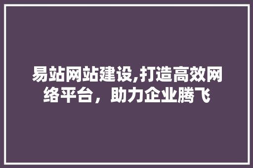 易站网站建设,打造高效网络平台，助力企业腾飞