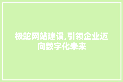 极蛇网站建设,引领企业迈向数字化未来