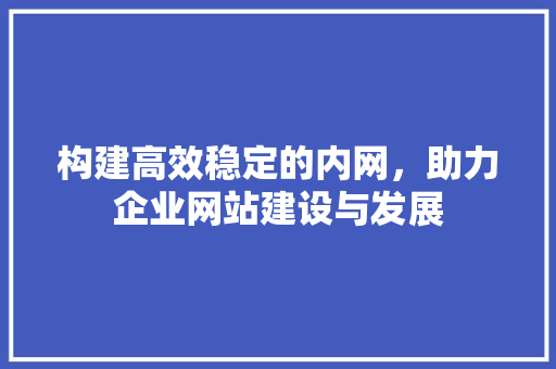 构建高效稳定的内网，助力企业网站建设与发展