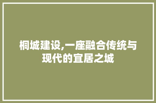 桐城建设,一座融合传统与现代的宜居之城