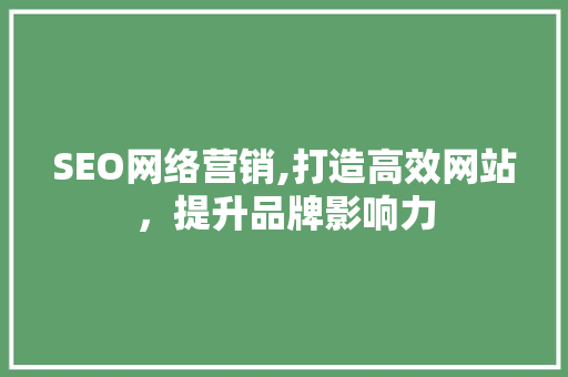 SEO网络营销,打造高效网站，提升品牌影响力