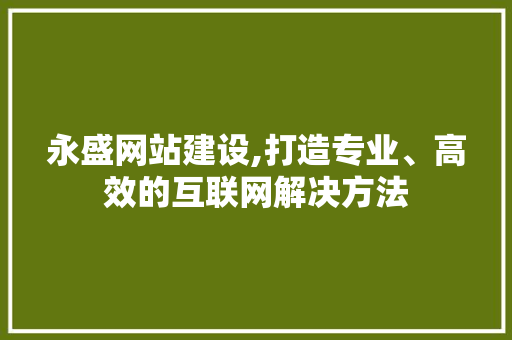 永盛网站建设,打造专业、高效的互联网解决方法