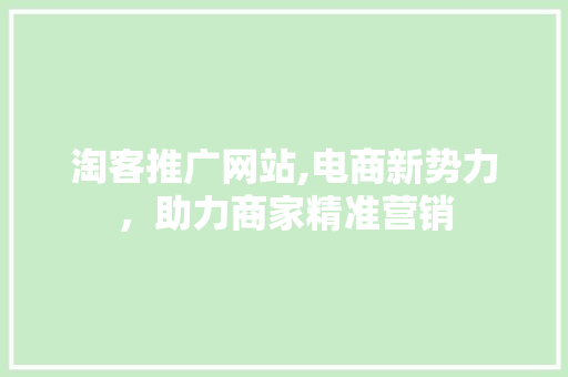 淘客推广网站,电商新势力，助力商家精准营销 建站教程