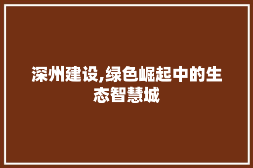 深州建设,绿色崛起中的生态智慧城