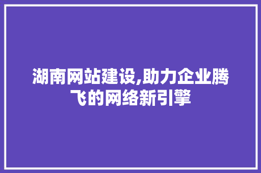 湖南网站建设,助力企业腾飞的网络新引擎