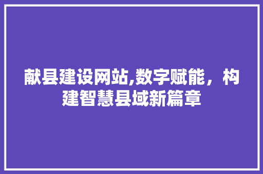 献县建设网站,数字赋能，构建智慧县域新篇章