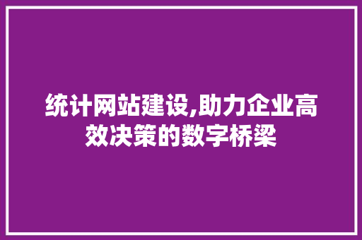 统计网站建设,助力企业高效决策的数字桥梁