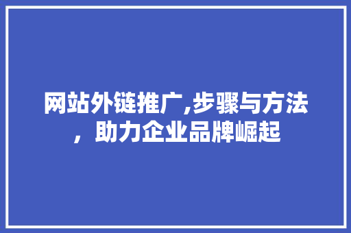 网站外链推广,步骤与方法，助力企业品牌崛起