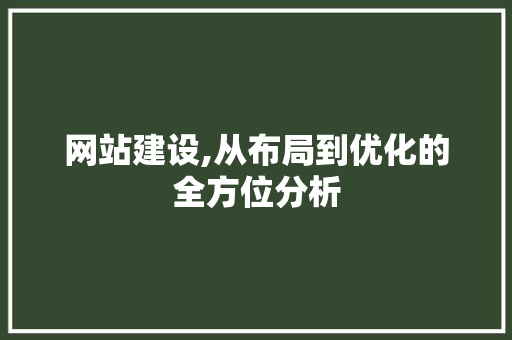 网站建设,从布局到优化的全方位分析