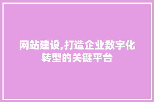 网站建设,打造企业数字化转型的关键平台