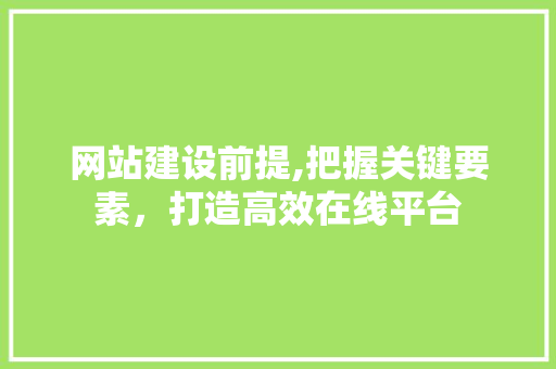 网站建设前提,把握关键要素，打造高效在线平台