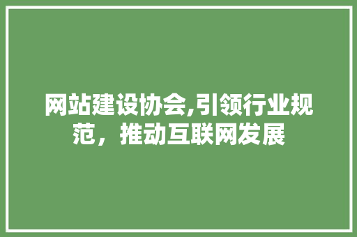 网站建设协会,引领行业规范，推动互联网发展
