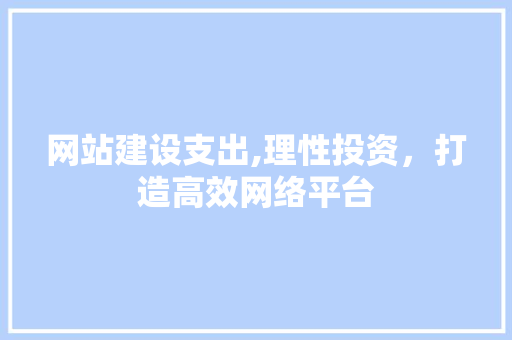 网站建设支出,理性投资，打造高效网络平台