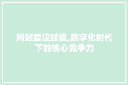 网站建设赋值,数字化时代下的核心竞争力