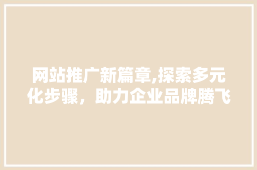 网站推广新篇章,探索多元化步骤，助力企业品牌腾飞