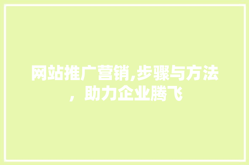 网站推广营销,步骤与方法，助力企业腾飞