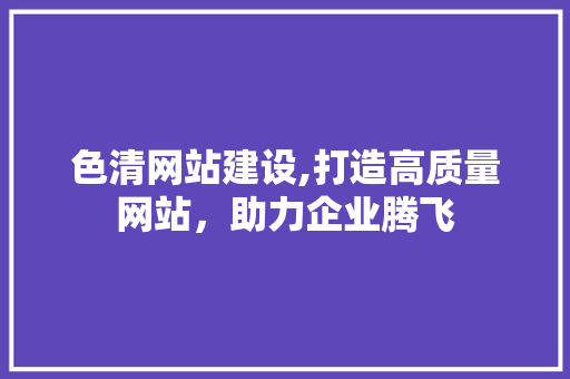 色清网站建设,打造高质量网站，助力企业腾飞