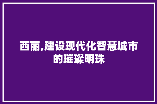 西丽,建设现代化智慧城市的璀璨明珠