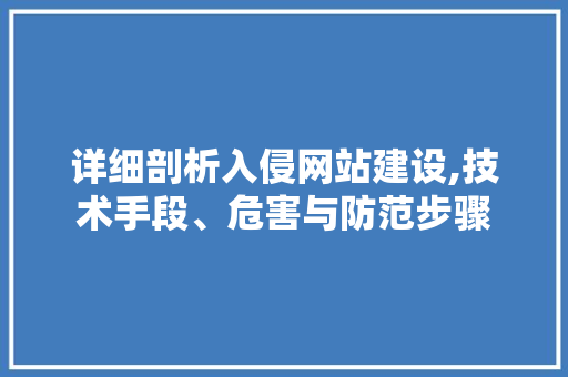 详细剖析入侵网站建设,技术手段、危害与防范步骤