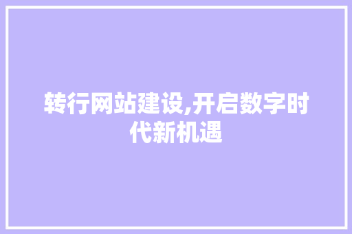 转行网站建设,开启数字时代新机遇