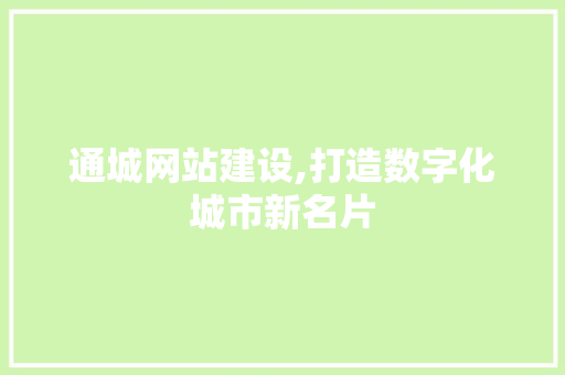 通城网站建设,打造数字化城市新名片