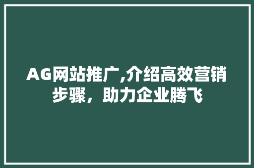 AG网站推广,介绍高效营销步骤，助力企业腾飞