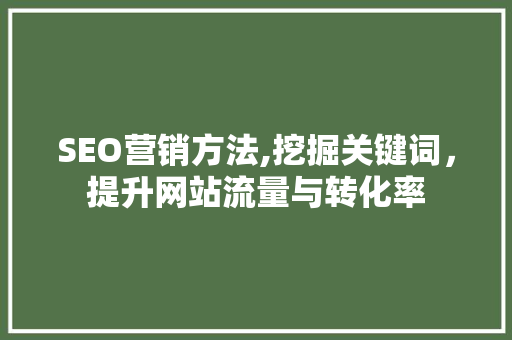 SEO营销方法,挖掘关键词，提升网站流量与转化率 SEO营销方法,挖掘关键词，提升网站流量与转化率 服务器/数据库