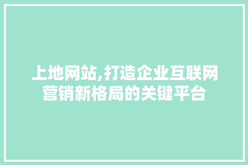 上地网站,打造企业互联网营销新格局的关键平台