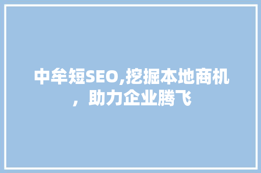 中牟短SEO,挖掘本地商机，助力企业腾飞