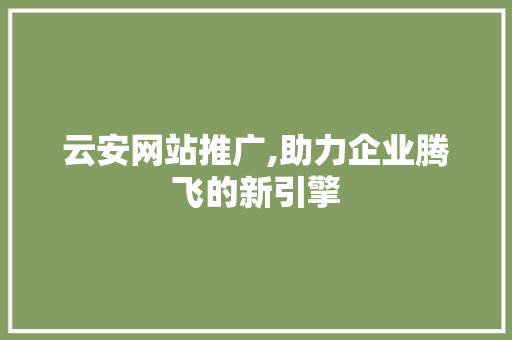 云安网站推广,助力企业腾飞的新引擎