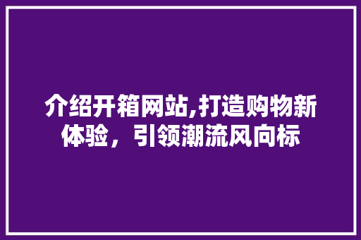 介绍开箱网站,打造购物新体验，引领潮流风向标