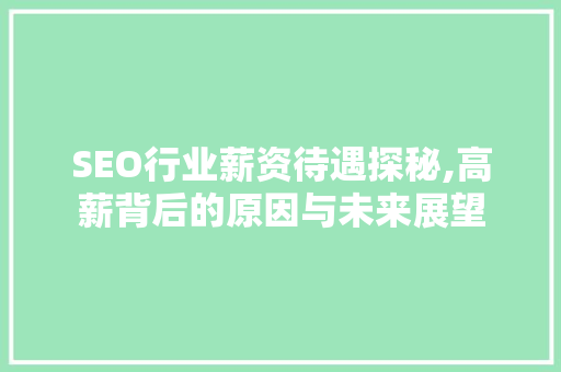 SEO行业薪资待遇探秘,高薪背后的原因与未来展望