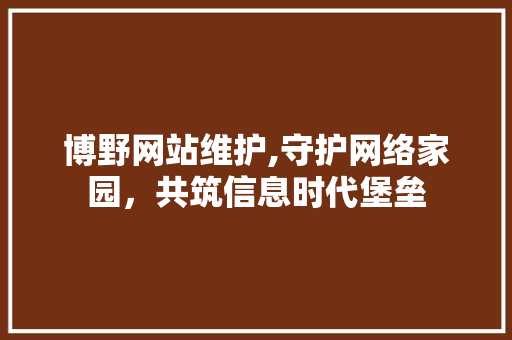 博野网站维护,守护网络家园，共筑信息时代堡垒