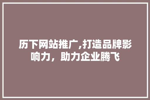 历下网站推广,打造品牌影响力，助力企业腾飞