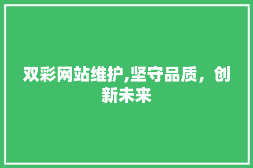 双彩网站维护,坚守品质，创新未来