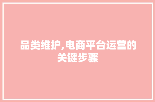 品类维护,电商平台运营的关键步骤