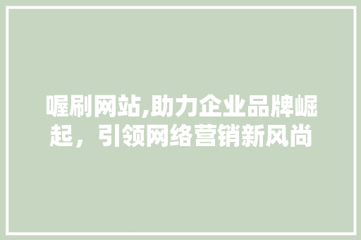 喔刷网站,助力企业品牌崛起，引领网络营销新风尚