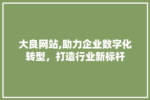 大良网站,助力企业数字化转型，打造行业新标杆