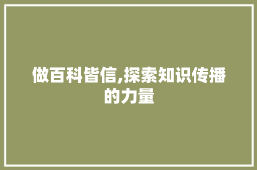 做百科皆信,探索知识传播的力量 服务器/数据库
