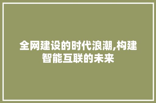 全网建设的时代浪潮,构建智能互联的未来 服务器/数据库