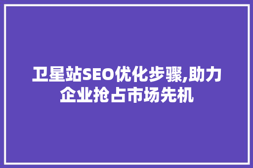 卫星站SEO优化步骤,助力企业抢占市场先机