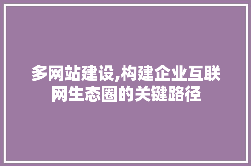 多网站建设,构建企业互联网生态圈的关键路径