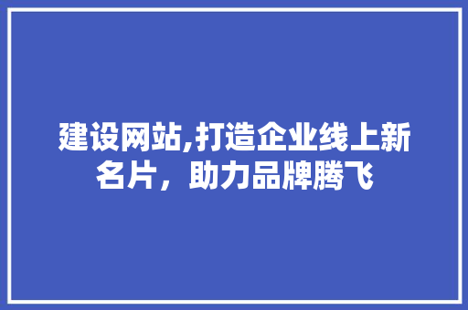 建设网站,打造企业线上新名片，助力品牌腾飞