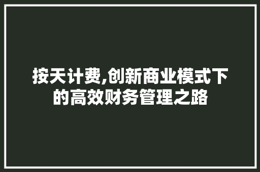 按天计费,创新商业模式下的高效财务管理之路