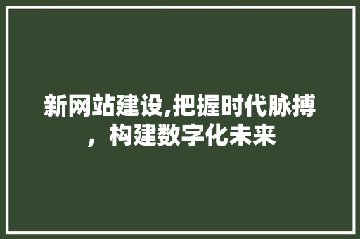 新网站建设,把握时代脉搏，构建数字化未来