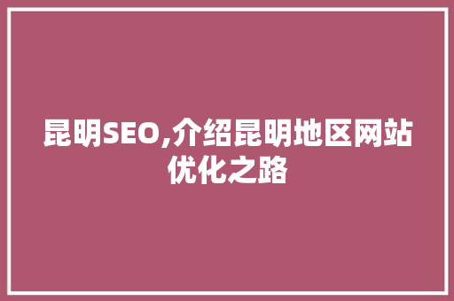昆明SEO,介绍昆明地区网站优化之路